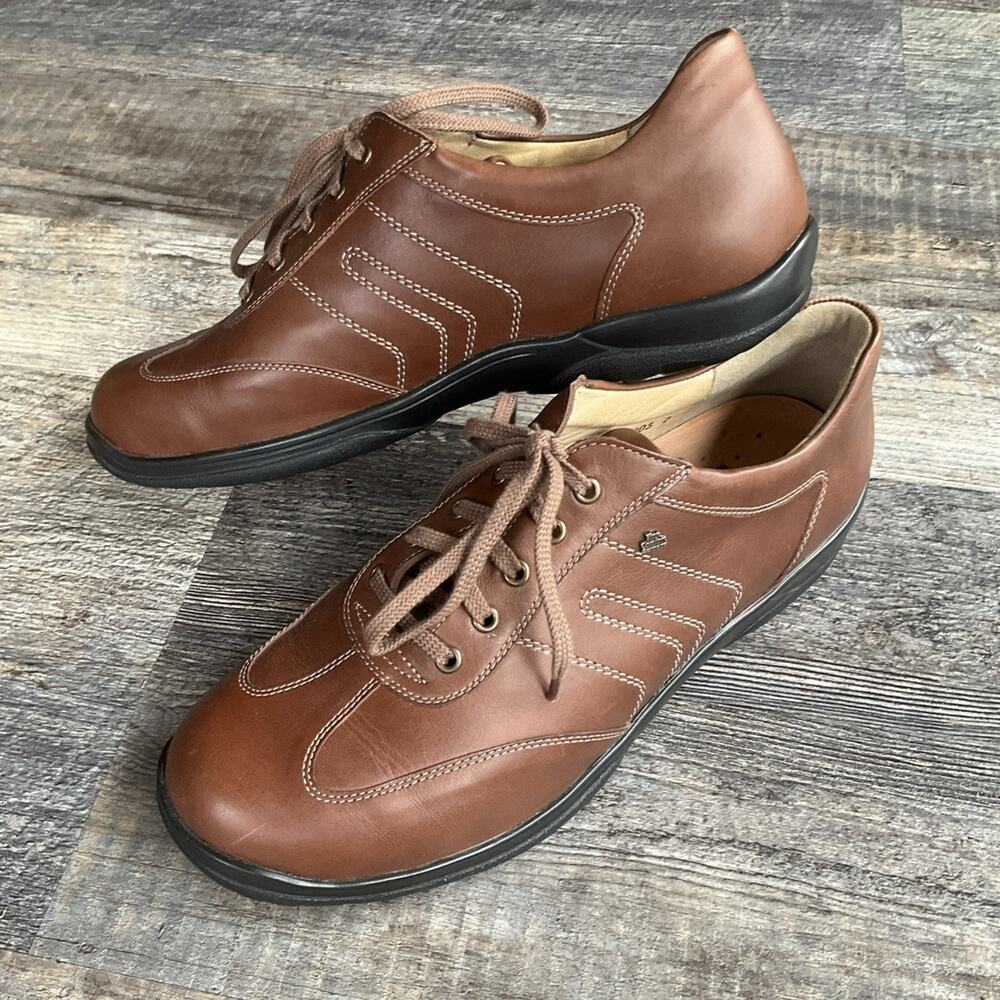 Finn Comfort Mens Syracuse Brown Leather Lace Up oxford Loafers Size US 9 UK 8.5